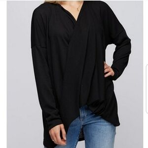 Black Faux Wrap Oversized Top